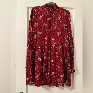 Sezane Red Floral Maxi Dress